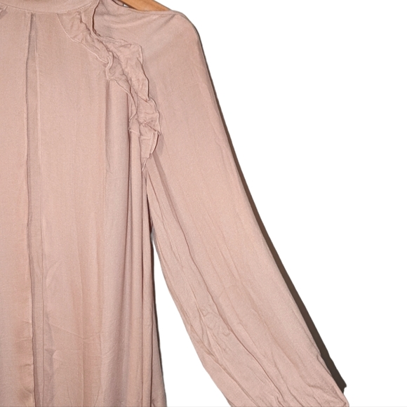 IRO Frejan Voile Ruffle Scarf Tie Neck Long Sleeve Layered Knit Blouse Top - Picture 7 of 16